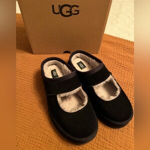 UGG Bea Mary Jane Black Fuzzy Lined Shoes